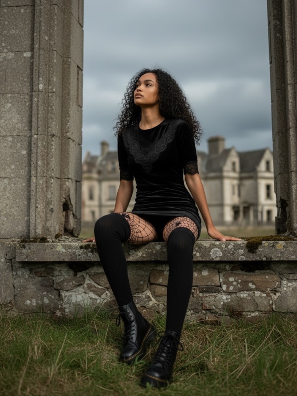 KIHILIST Black Over The Knee Socks One Size